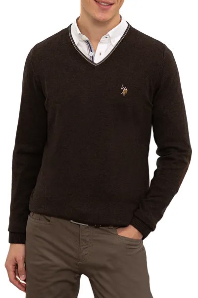 Пуловер мужской G081SZ0TK0TD03-BSK20 U.S. POLO Assn. коричневый S