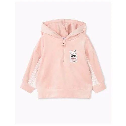 Мятное велюровое худи oversize с молнией для девочки Gloria Jeans, размер 3-4г/104