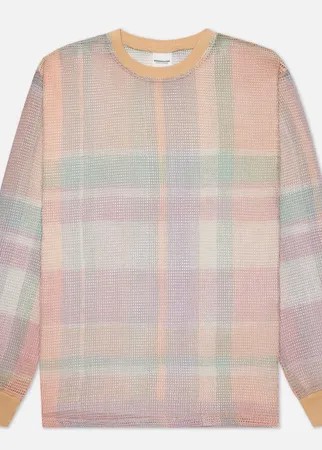 Мужской лонгслив thisisneverthat Printed Plaid Mesh, цвет оранжевый, размер S