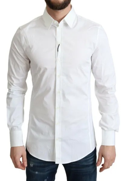 DOLCE - GABBANA Рубашка SICILIA, белая хлопковая стрейч-мужская деловая рубашка 41/US16/L $700
