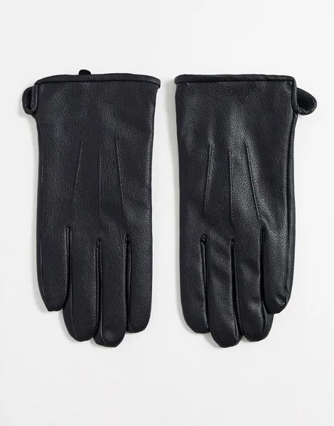 Перчатки для вождения из искусственной кожи Only & Sons-Черный