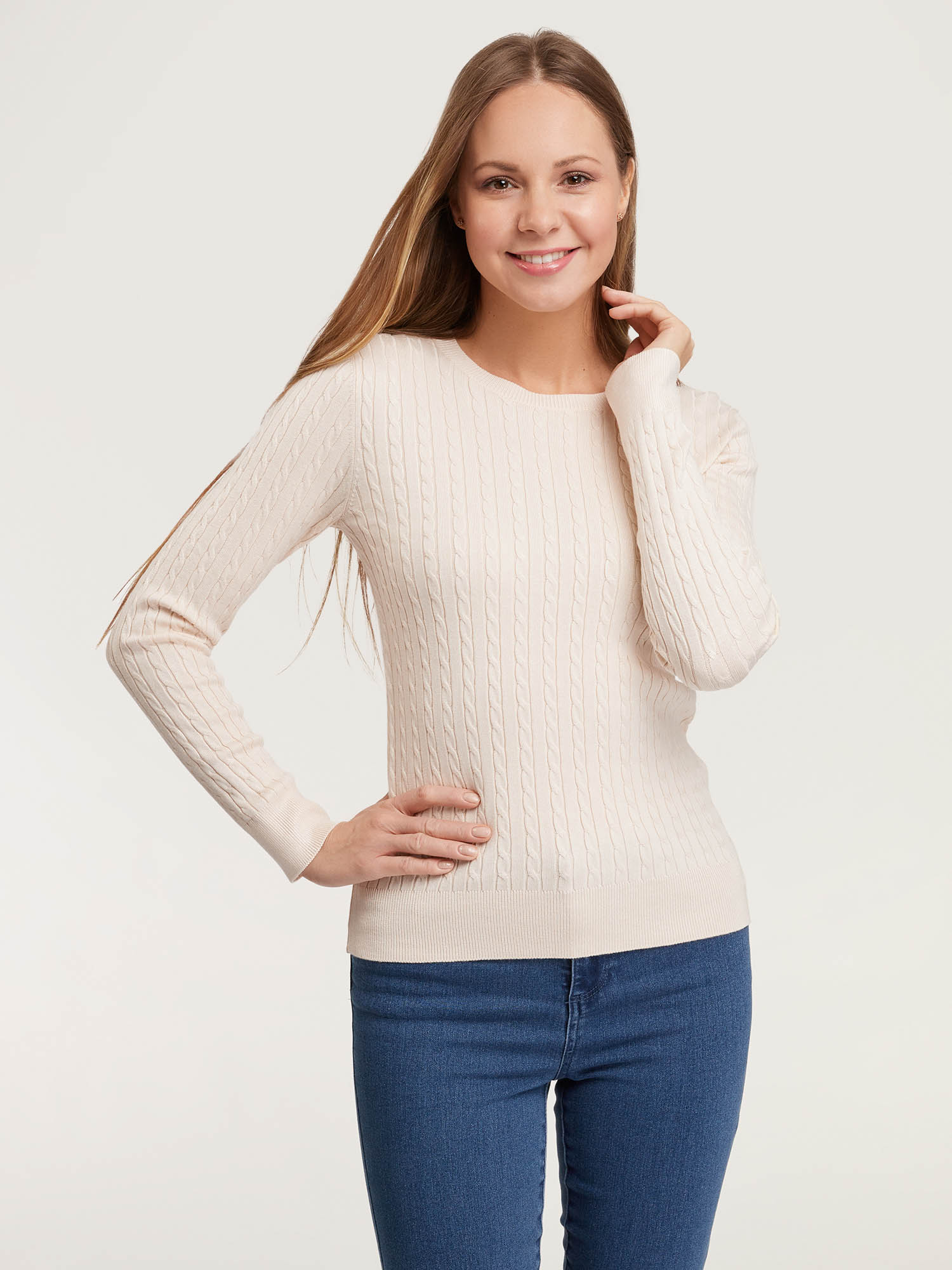 Джемпер женский oodji 63812672 бежевый 2XL