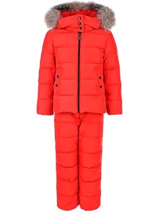 Красный пуховый комплект из куртки и комбинезона Moncler