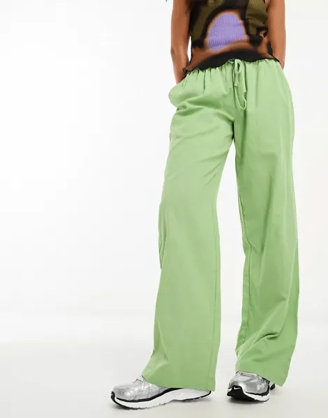 Пляжные брюки из смеси хлопка и льна Collusion, зеленый