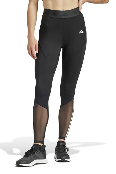 Леггинсы с высокой талией и логотипом Adidas Performance, черный