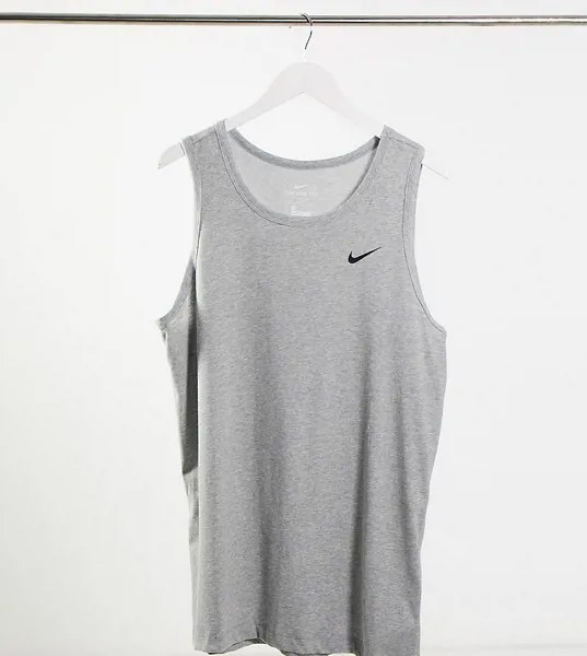 Серая майка с логотипом-галочкой Nike Training Tall essential-Серый