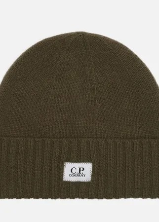 Шапка C.P. Company Lambswool Logo, цвет зелёный