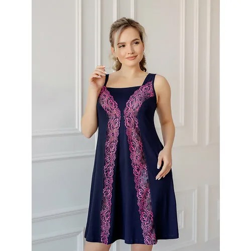 Сорочка  Текстильный Край, размер 48, синий, фуксия