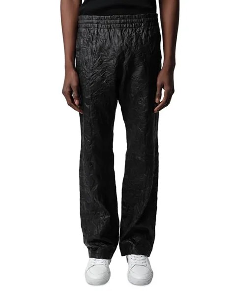 Мятые кожаные брюки Pacha Zadig & Voltaire, цвет Black