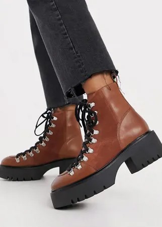 Светло-коричневые походные ботинки из замши ASOS DESIGN Alison premium-Коричневый цвет