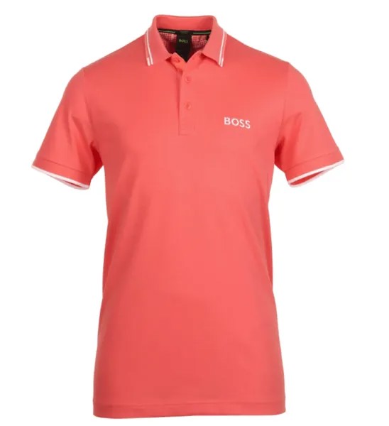 Мужская рубашка-поло с коротким рукавом Hugo Boss Paddy Pro, открытая красная