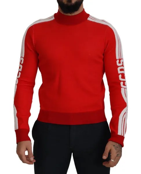 GCDS Свитер Красный Шерстяной Мужской Пуловер с Круглым Вырезом и Логотипом IT46/US36/S 880usd