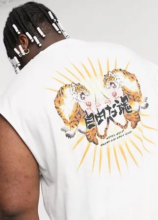 Белая oversized-майка с принтом на спине ASOS DESIGN Plus-Белый