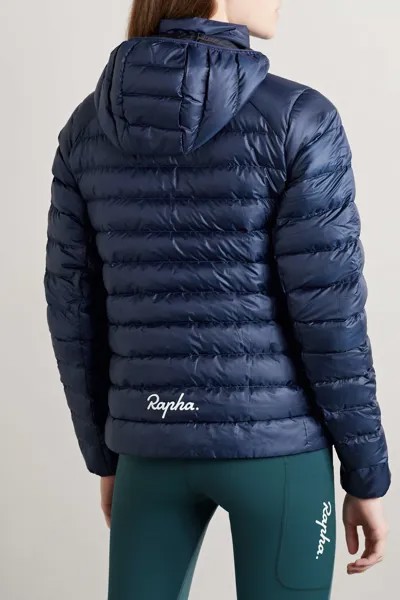 RAPHA Стеганый пуховик из рипстопа с капюшоном, военно-морской