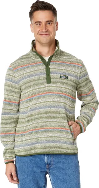 Куртка Sweater Fleece Pullover Printed L.L.Bean, цвет Marsh Olive Stripe