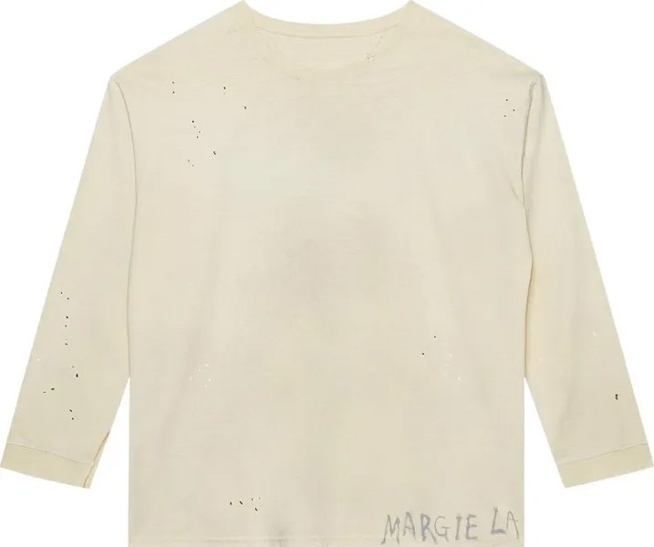 Футболка Maison Margiela Logo Long-Sleeve  'Dirty Ecru', кремовый