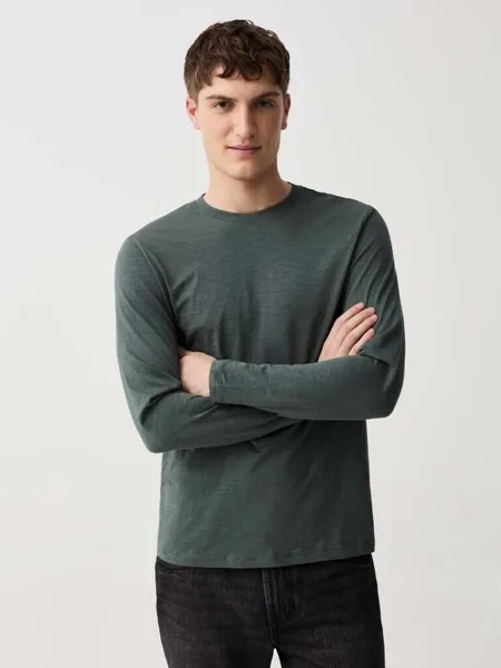 Футболка с длинными рукавами из тонкого джерси Ovs, цвет moss green