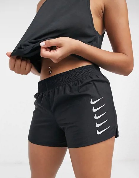 Черные шорты с логотипом-галочкой Nike Running-Черный цвет