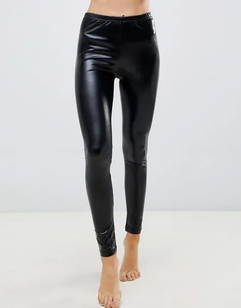Черные леггинсы с мокрым эффектом Ann Summers-Черный