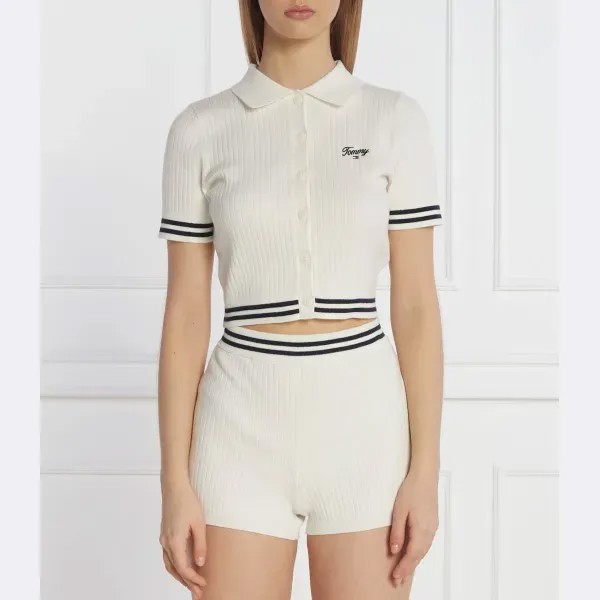 Укороченная рубашка-поло Tommy Hilfiger, белый