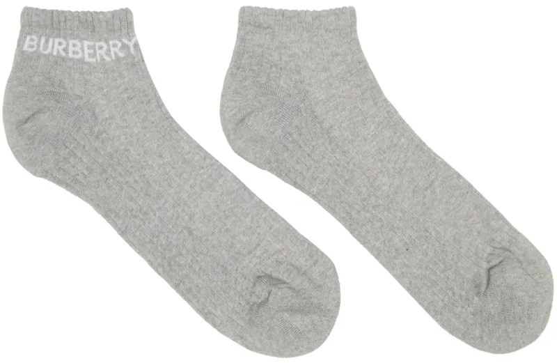 Серые носки вязки интарсия в рубчик Burberry