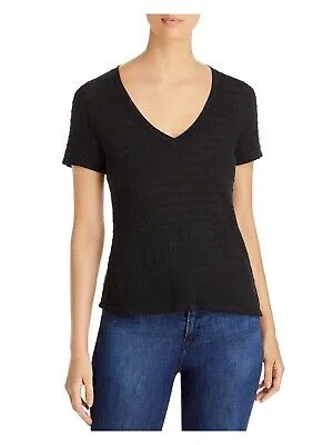 DOLAN Женская черная текстурированная футболка в рубчик с коротким рукавом и V-образным вырезом XL