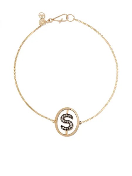 Annoushka золотой браслет с инициалом S и бриллиантами