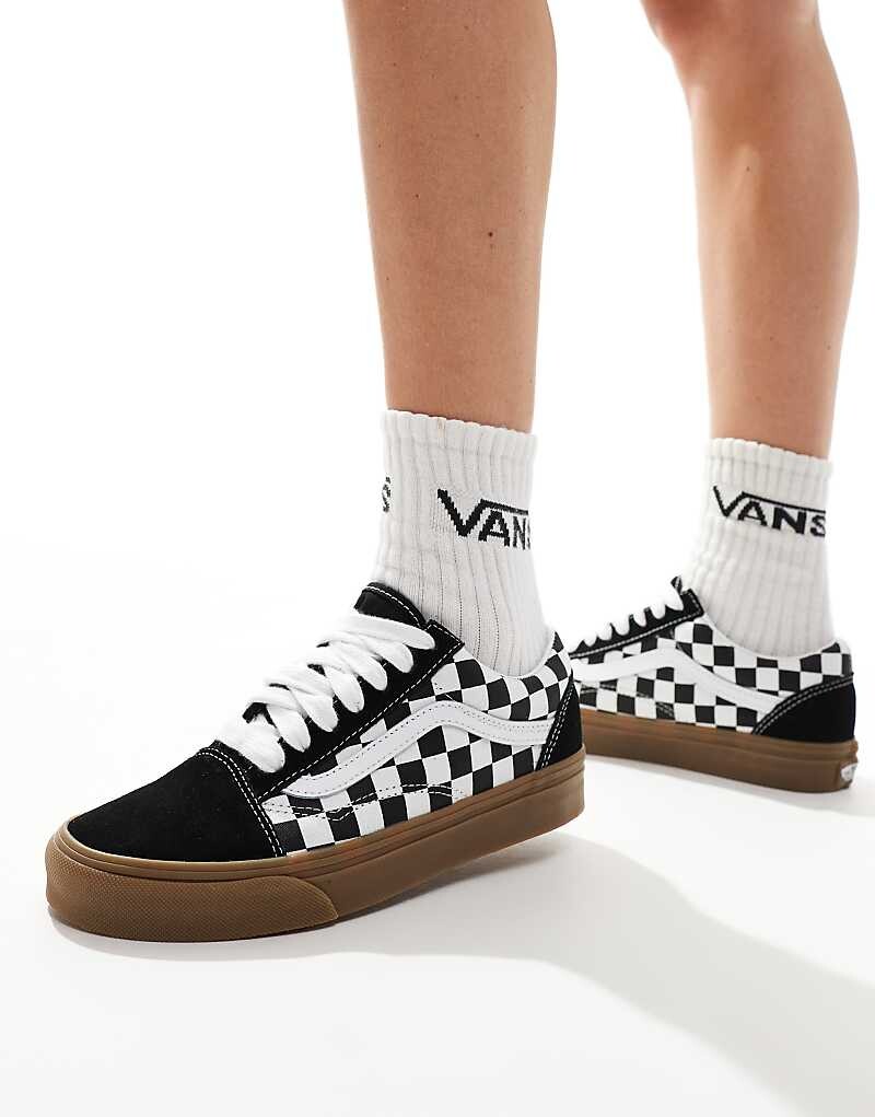 Vans - Old Skool - Кроссовки с объемными шнурками и резиновой подошвой в черно-белую клетку