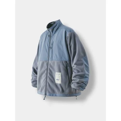 Куртка ANGLAN Fluffy Color Fleece Jacket, размер One size, голубой, серый