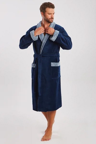 Домашний халат мужской Peche Monnaie синий 2XL