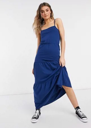 Многоярусное платье макси синего цвета JDY Fenna-Голубой