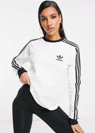Белый лонгслив с тремя полосками adidas Originals adicolor