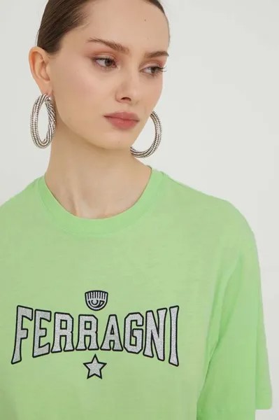 Хлопковая футболка Chiara Ferragni, зеленый