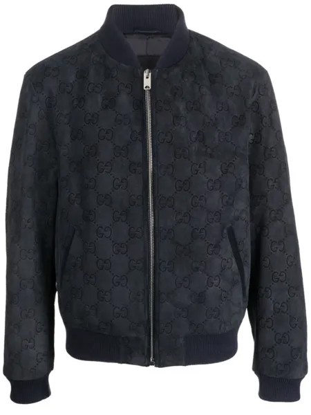 Бомбер с узором GG Gucci, синий