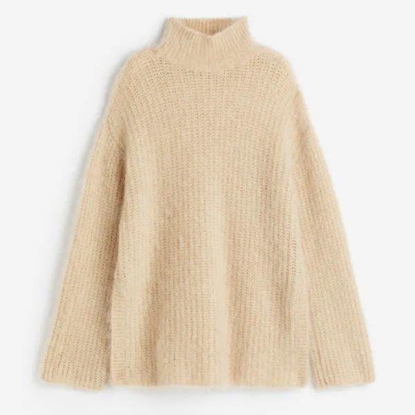 Свитер H&M Mohair-blend Mock Turtleneck, бежевый