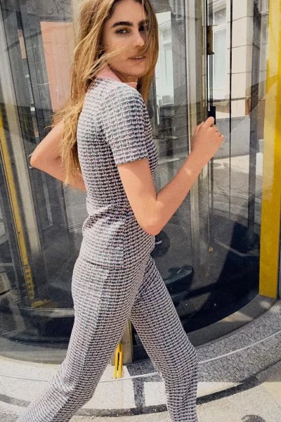 Укороченные жаккардовые брюки ZARA, цвет greenish