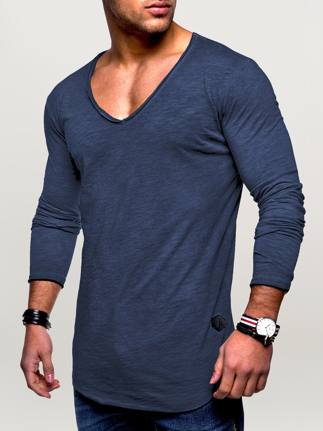 Лонгслив behype NUKE L/S, темно синий