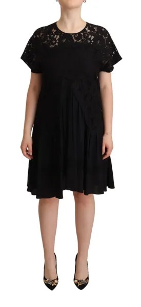 Платье N21 прямого кроя, черное кружево, с короткими рукавами, длиной до колена, женское IT46/US12/XL Рекомендуемая розничная цена 950 долларов США