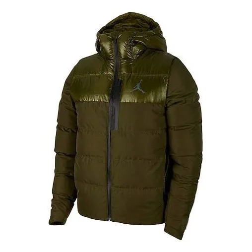 Пуховик Air Jordan Windproof Stay Warm Casual hooded down Jacket Green, зеленый