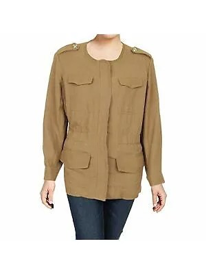 TOMMY HILFIGER Женская коричневая куртка в стиле милитари с карманами на молнии Размер: 24W