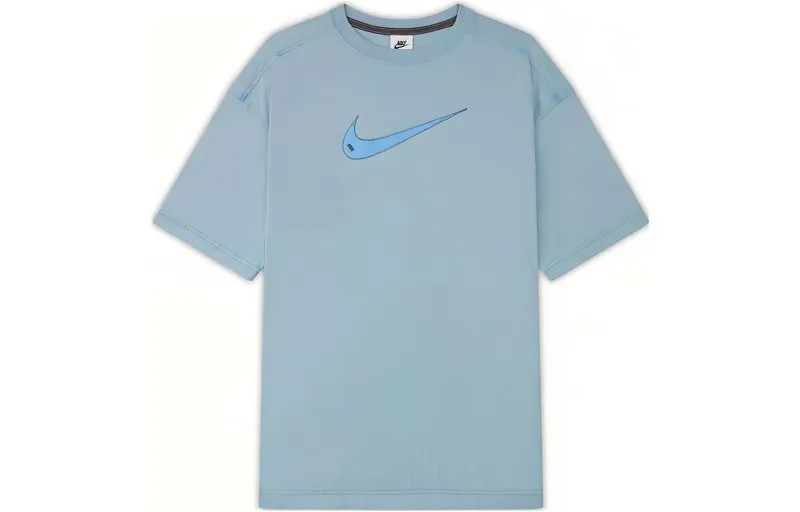Спортивная женская футболка с короткими рукавами Swoosh «University Blue» Nike