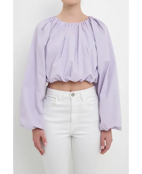 Женская укороченная блузка-топ с длинными рукавами English Factory, фиолетовый