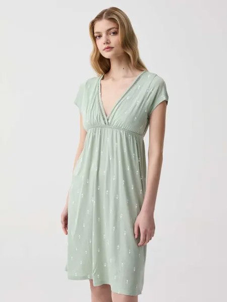 Ночная рубашка в стиле ампир с принтом Ovs, цвет pistachio green