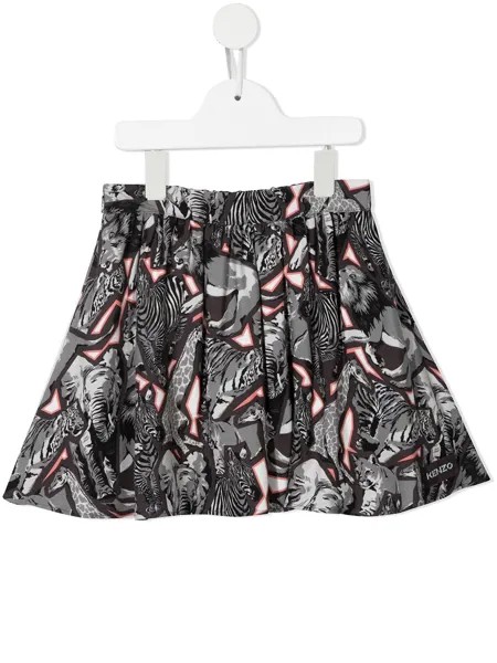 Kenzo Kids плиссированная юбка мини с графичным принтом