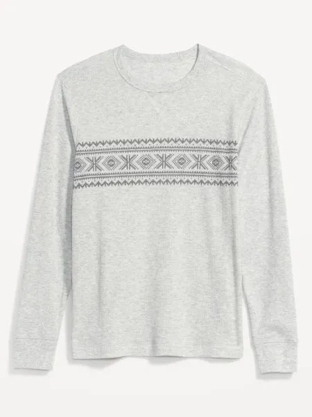 NWT OLD NAVY Серая термовязаная футболка с длинными рукавами Fair Isle Мужская рубашка M XL