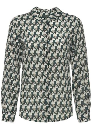 Рубашка MaxMara_Weekend GALAZIA 46 тем.зеленый+принт