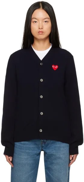 Темно-синий кардиган с нашивкой в ​​форме сердца Comme des Garçons