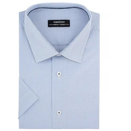 Рубашка Casino, повседневный стиль, полуприлегающий силуэт, короткий рукав, без карманов, размер 174-184/39, белый