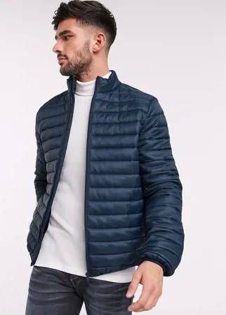 Темно-синяя стеганая куртка с подкладкой и воротником-стойкой ASOS DESIGN-Темно-синий