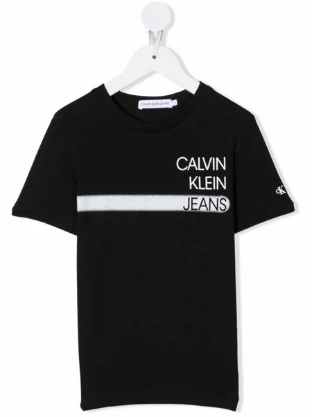 Calvin Klein Kids футболка с контрастными полосками и логотипом